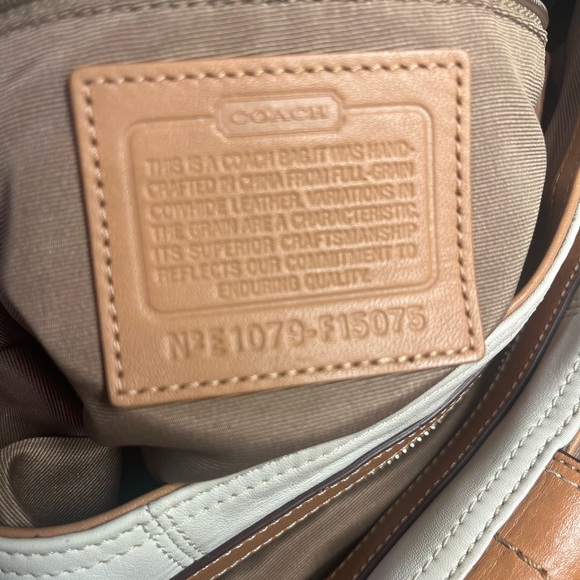 Coach Soho Small Leather Hobo Bag White Tan Buckle Shoulder Bag - Picture 7 of 12